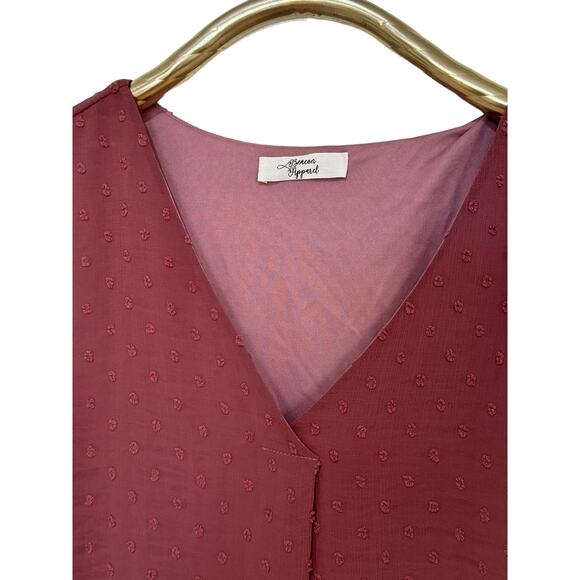 Beacon Apparel Shiloh Clipdot Magenta Mauve Blouse L - Picture 2 of 3